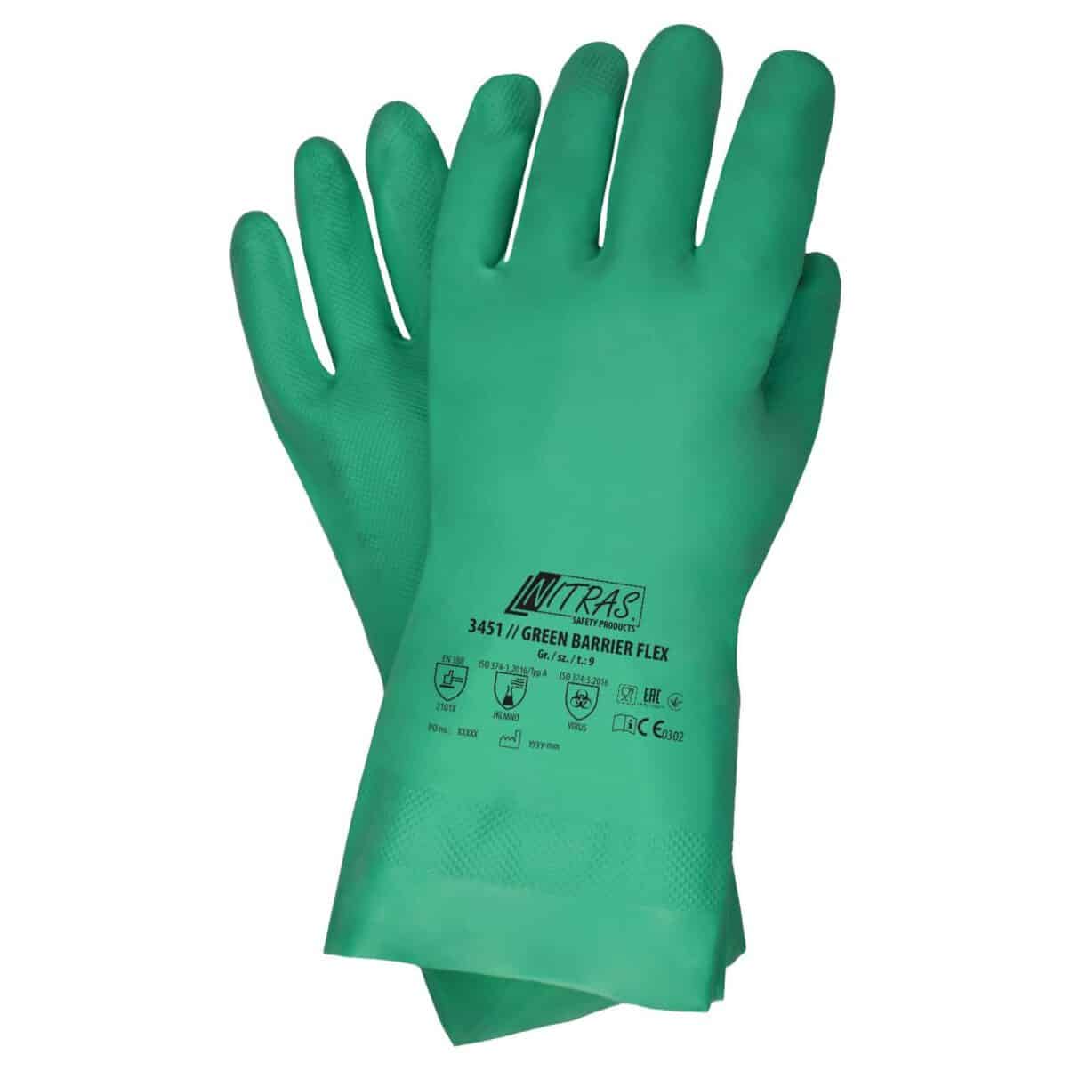 Chemikalienschutzhandschuhe, Nitril, NITRAS GREEN BARRIER FLEX